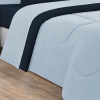 Kit Edredom + Jogo De Lençol Malha 100% Algodão Gran Moratta 7 Peças King - Azul Bebê-azul Marinho. - 3