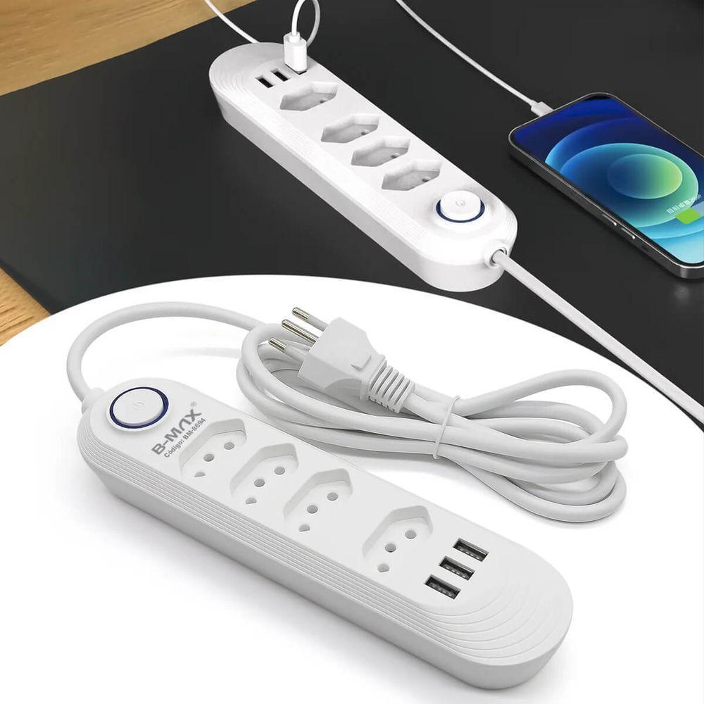 Extensao 4 Tomadas + 3 Usb B-max Filtro De Linha - 2