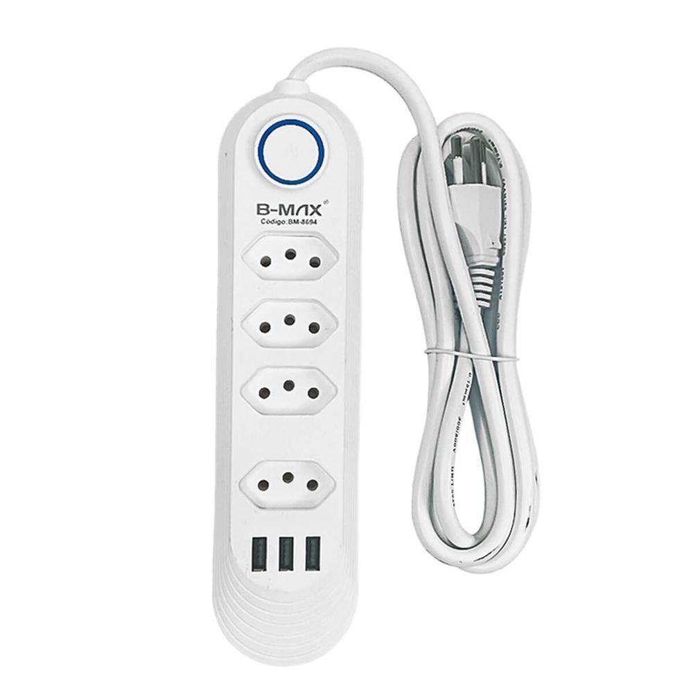 Extensao 4 Tomadas + 3 Usb B-max Filtro De Linha - 6