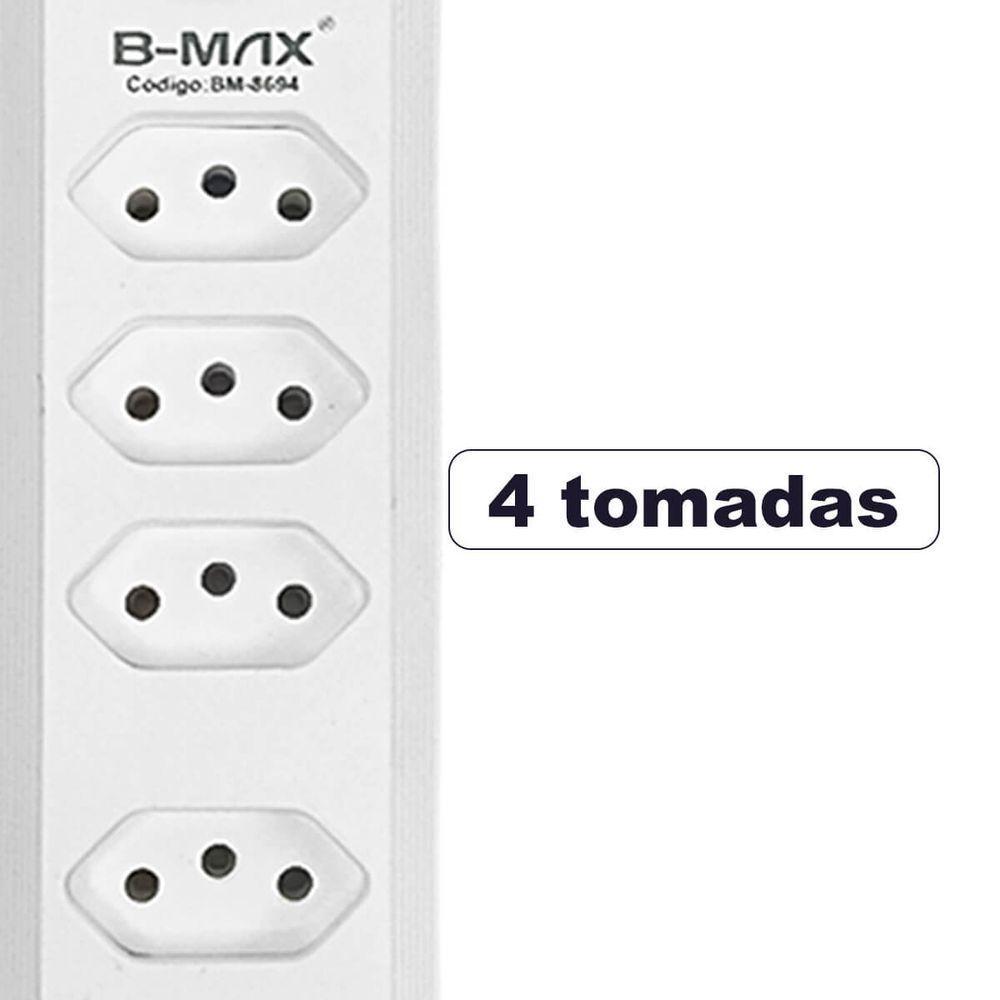 Extensao 4 Tomadas + 3 Usb B-max Filtro De Linha - 9