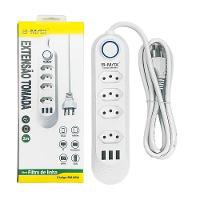Extensao 4 Tomadas + 3 Usb B-max Filtro De Linha - 1