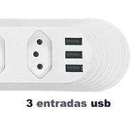 Extensao 4 Tomadas + 3 Usb B-max Filtro De Linha