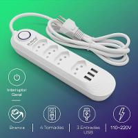 Extensao 4 Tomadas + 3 Usb B-max Filtro De Linha - 7