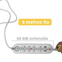 Extensao 4 Tomadas + 3 Usb B-max Filtro De Linha - 8