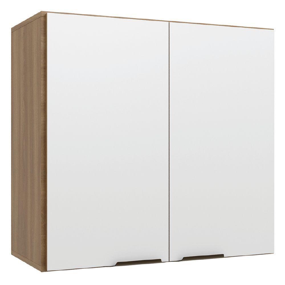 Armário De Cozinha E Lavanderia Com 2 Portas Duplo Aéreo Módulo Suspenso Nogal/branco Paris Batrol - 1