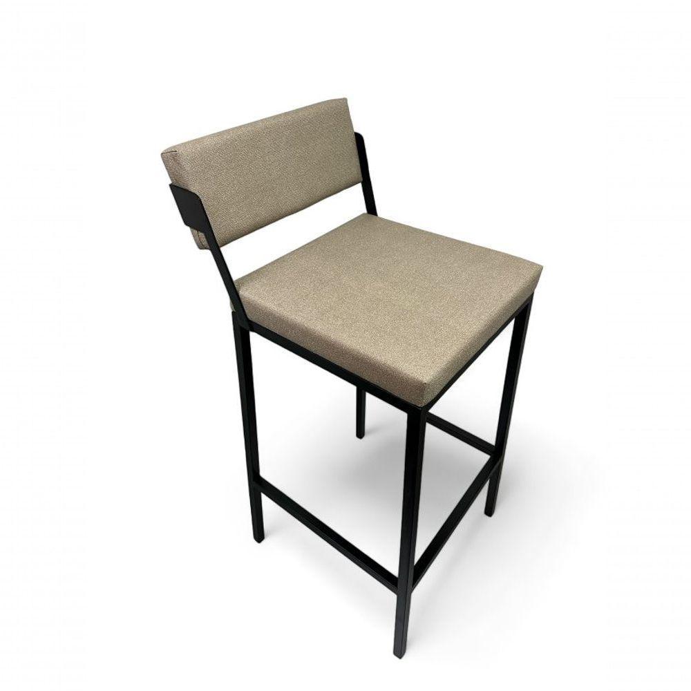 Banqueta Prisma Com Encosto Estofada Metalon Preto Bege - 75cm - 4