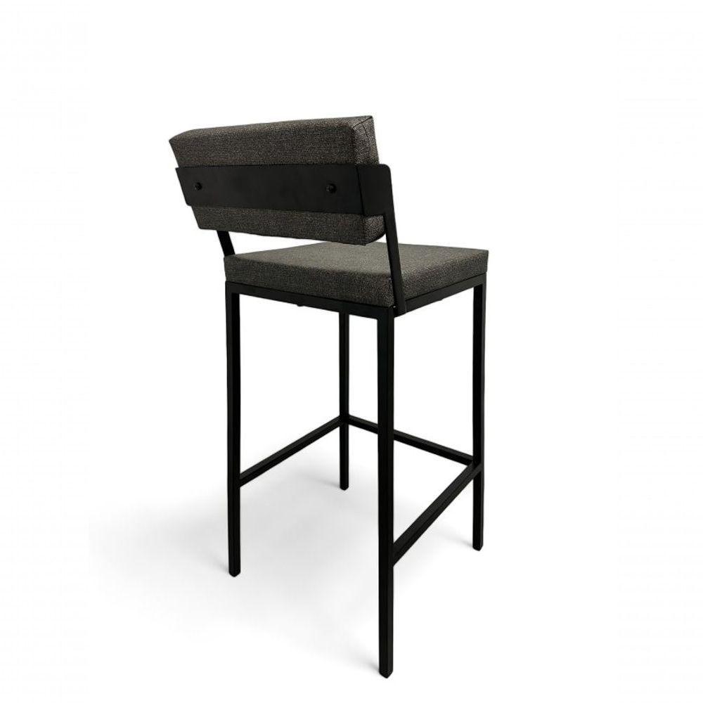 Banqueta Prisma Com Encosto Estofada Metalon Preto Cinza - 75cm - 3