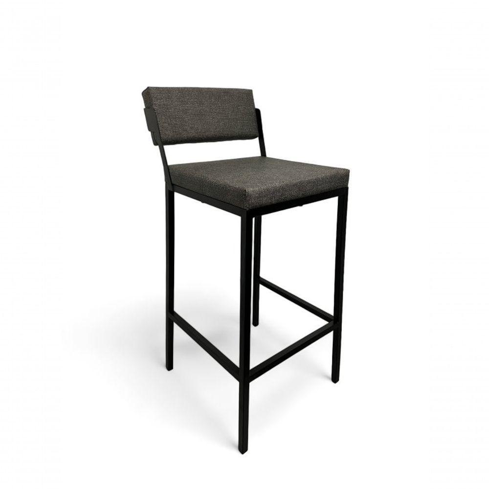 Banqueta Prisma Com Encosto Estofada Metalon Preto Cinza - 75cm - 6