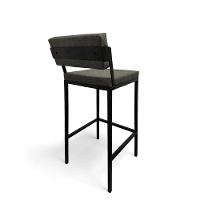 Banqueta Prisma Com Encosto Estofada Metalon Preto Cinza - 75cm - 3