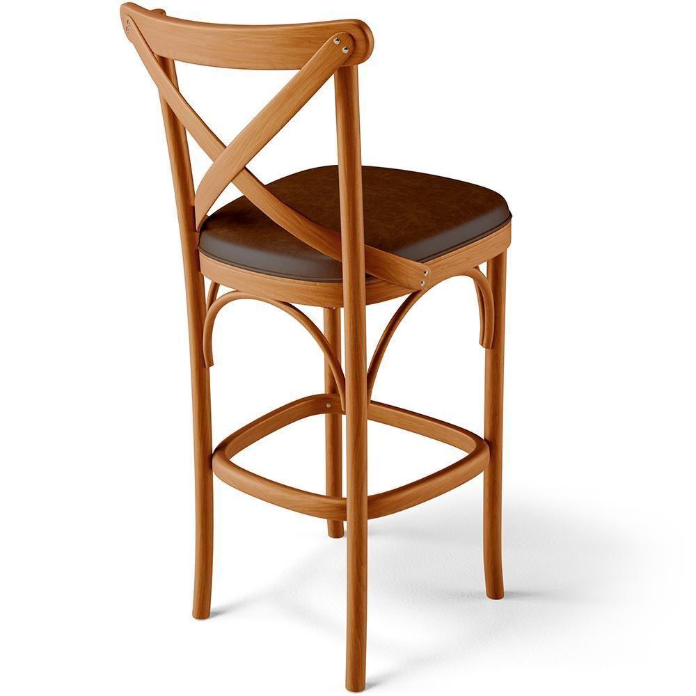 Banqueta Alta Bancada Bar Sala De Jantar Estofada ávila L02 Couríssimo Marrom - 4