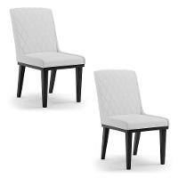 Cadeira Sala De Jantar Base Madeira Preto Kit 2 Sofia Linho D03 - D'rossi Cor Cinza - 1