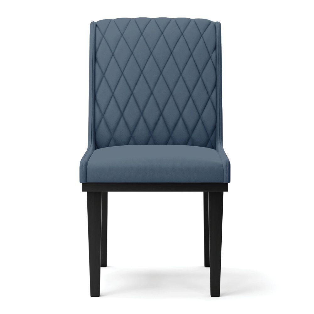 Cadeira Sala De Jantar Base Madeira Preto Kit 2 Sofia Suede D03 - D'rossi Cor Azul Marinho - 4