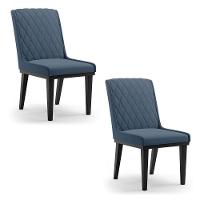 Cadeira Sala De Jantar Base Madeira Preto Kit 2 Sofia Suede Azul Marinho D03 - D'rossi - 1