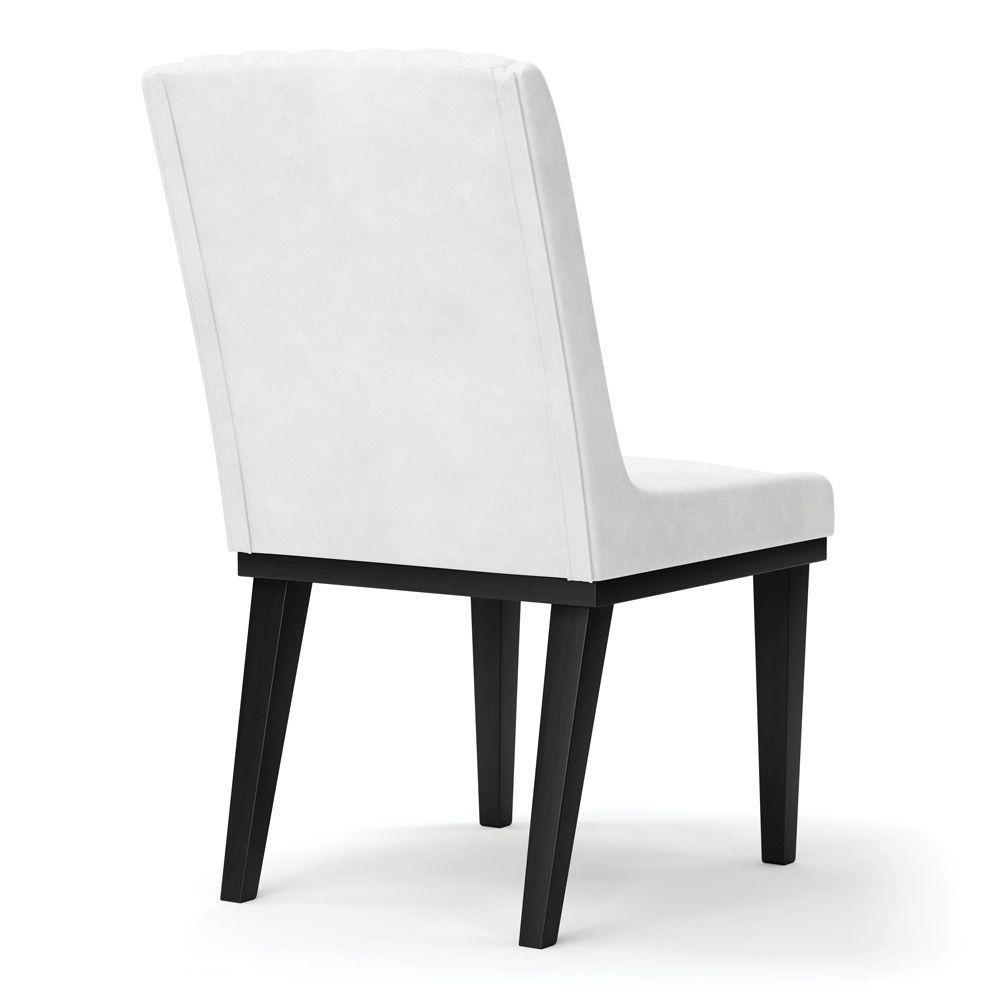 Cadeira Sala De Jantar Base Madeira Preto Kit 2 Sofia Sintético Pu D03 - D'rossi Cor Branco - 2