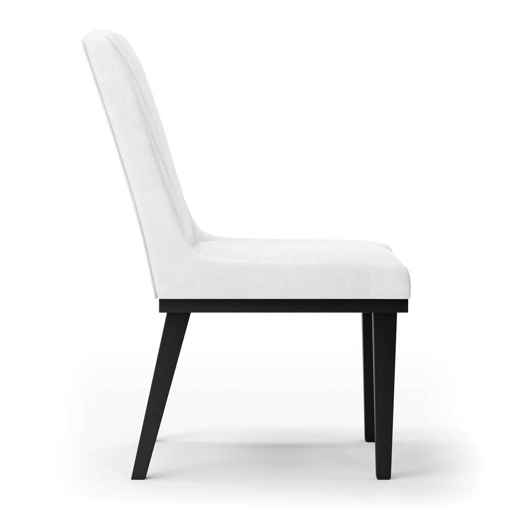 Cadeira Sala De Jantar Base Madeira Preto Kit 2 Sofia Sintético Pu D03 - D'rossi Cor Branco - 4