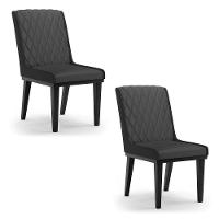 Cadeira Sala De Jantar Base Madeira Preto Kit 2 Sofia Sintético D03 - D'rossi Cor Preto - 1