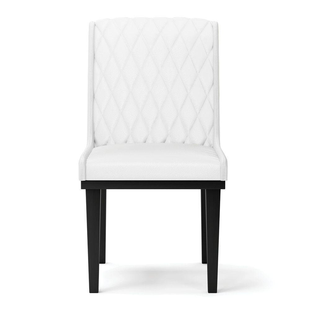 Cadeira Sala De Jantar Base Madeira Preto Kit 2 Sofia Sintético D03 - D'rossi Cor Branco - 3