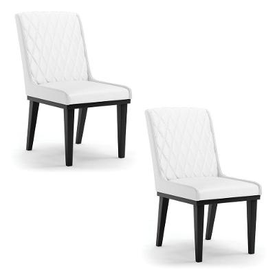 Cadeira Sala De Jantar Base Madeira Preto Kit 2 Sofia Sintético Branco D03 - D'rossi