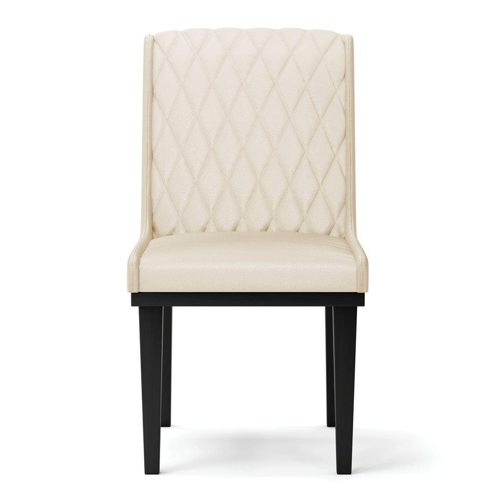 Cadeira Sala De Jantar Base Madeira Preto Kit 2 Sofia Sintético Bege D03 - D'rossi - 7