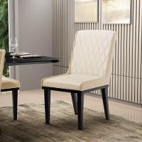 Cadeira Sala De Jantar Base Madeira Preto Kit 2 Sofia Sintético Bege D03 - D'rossi - 3