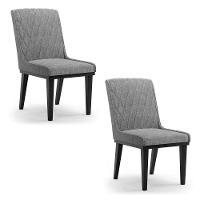 Cadeira Sala De Jantar Base Madeira Preto Kit 2 Sofia Linho Grafite A26 D03 - D'rossi - 1