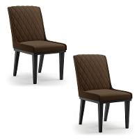 Cadeira Sala De Jantar Base Madeira Preto Kit 2 Sofia Suede Marrom D03 - D'rossi - 1