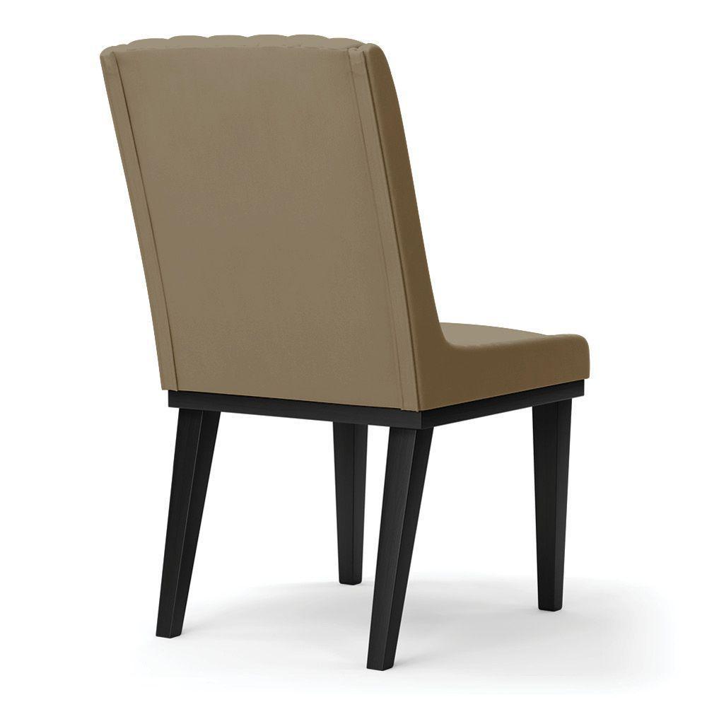 Cadeira Sala De Jantar Base Madeira Preto Kit 2 Sofia Suede Marrom Rato D03 - D'rossi - 2
