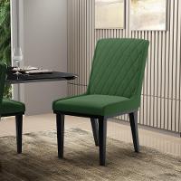 Cadeira Sala De Jantar Base Madeira Preto Kit 2 Sofia Suede D03 - D'rossi Cor Verde - 6