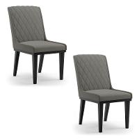 Cadeira Sala De Jantar Base Madeira Preto Kit 2 Sofia Suede Grafite D03 - D'rossi - 1