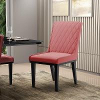 Cadeira Sala De Jantar Base Madeira Preto Kit 2 Sofia Suede D03 - D'rossi Cor Rose - 6
