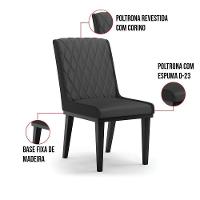Cadeira Sala De Jantar Base Madeira Preto Kit 4 Sofia Sintético D03 - D'rossi Cor Preto - 5