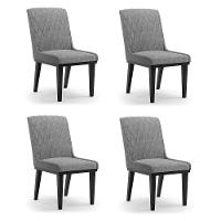 Cadeira Sala De Jantar Base Madeira Preto Kit 4 Sofia Linho Grafite A26 D03 - D'rossi - 1