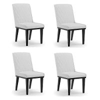 Cadeira Sala De Jantar Base Madeira Preto Kit 4 Sofia Linho Cinza A05 D03 - D'rossi - 1