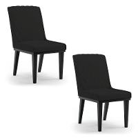 Cadeira Sala De Jantar Base Madeira Preto Kit 2 Sofia Veludo Preto D03 - D'rossi - 1