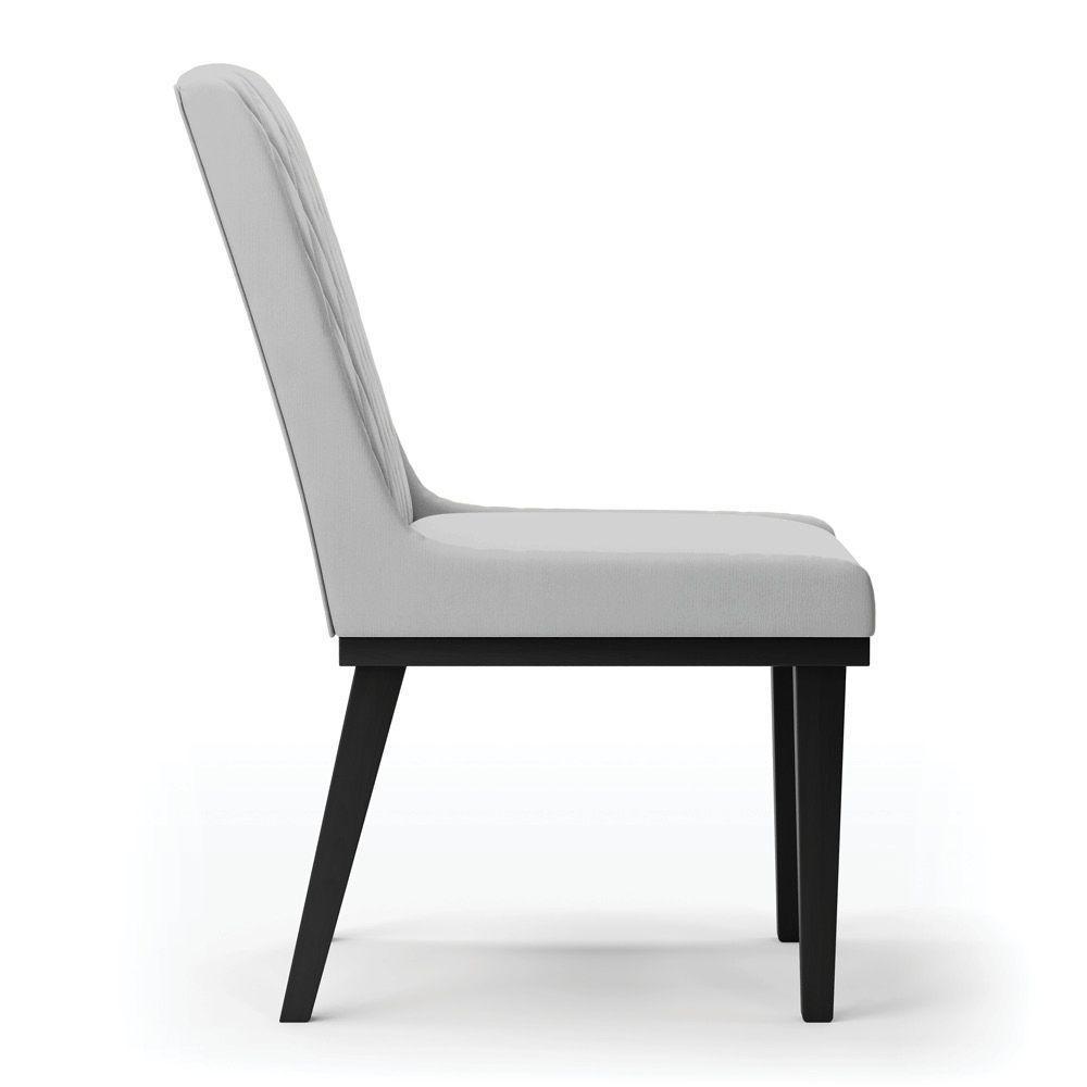 Cadeira Sala De Jantar Base Madeira Preto Kit 4 Sofia Suede D03 - D'rossi Cor Cinza - 1