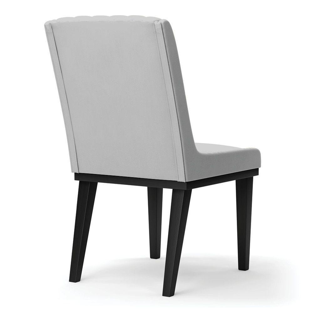 Cadeira Sala De Jantar Base Madeira Preto Kit 4 Sofia Suede D03 - D'rossi Cor Cinza - 4