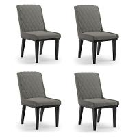 Cadeira Sala De Jantar Base Madeira Preto Kit 4 Sofia Suede D03 - D'rossi Cor Grafite - 6