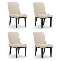 Cadeira Sala De Jantar Base Madeira Preto Kit 4 Sofia Suede D03 - D'rossi Cor Bege - 7