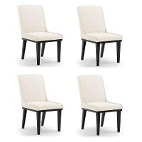 Cadeira Sala De Jantar Base Madeira Preto Kit 4 Sofia Veludo D03 - D'rossi Cor Bege - 7