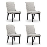 Cadeira Sala De Jantar Base Madeira Preto Kit 4 Sofia Veludo Cinza D03 - D'rossi - 1