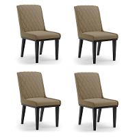 Cadeira Sala De Jantar Base Madeira Preto Kit 4 Sofia Suede Marrom Rato D03 - D'rossi - 1