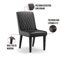 Cadeira Sala De Jantar Base Madeira Preto Kit 6 Sofia Sintético Pu D03 - D'rossi Cor Preto - 5