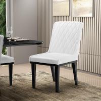 Cadeira Sala De Jantar Base Madeira Preto Kit 6 Sofia Sintético Pu D03 - D'rossi Cor Branco - 7