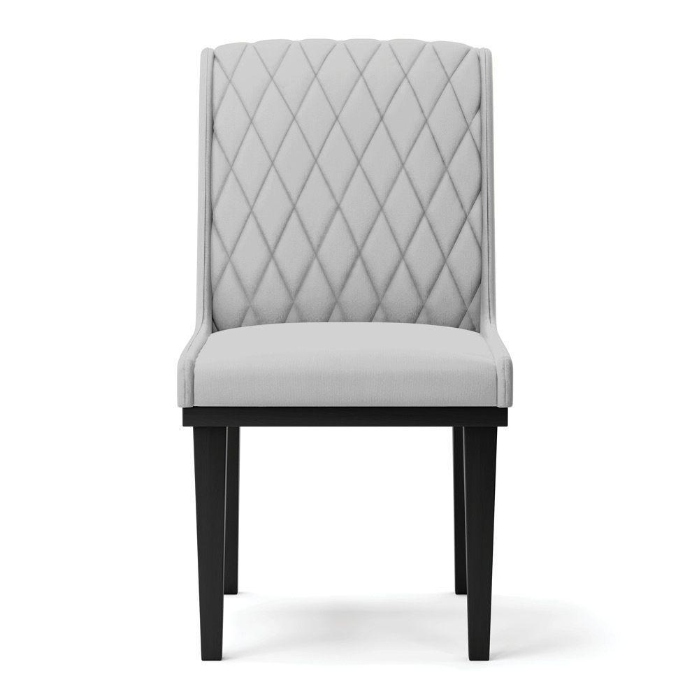 Cadeira Sala De Jantar Base Madeira Preto Kit 6 Sofia Suede D03 - D'rossi Cor Cinza - 5