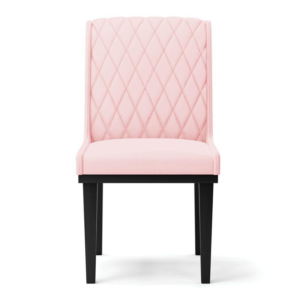 Cadeira Sala De Jantar Base Madeira Preto Kit 6 Sofia Suede Rosa Bebê D03 - D'rossi - 3
