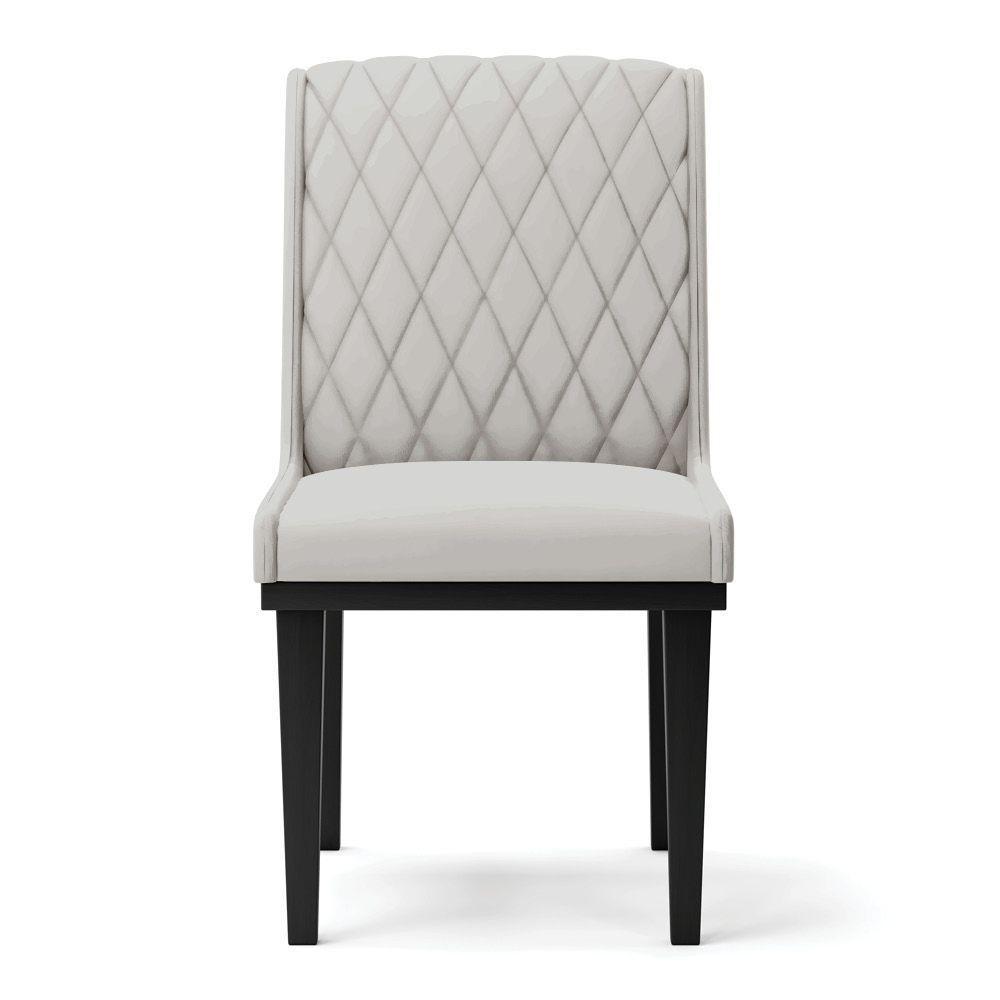 Cadeira Sala De Jantar Base Madeira Preto Kit 6 Sofia Veludo D03 - D'rossi Cor Cinza - 3