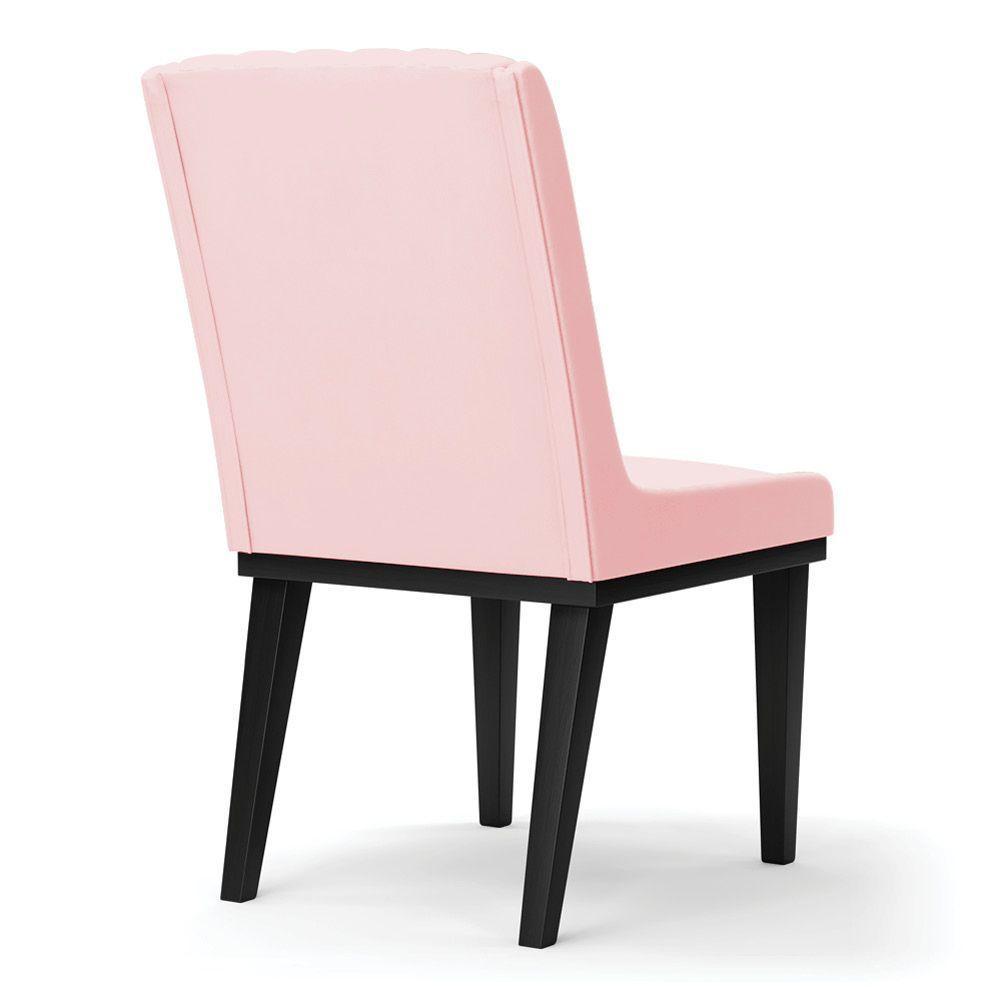 Cadeira Sala De Jantar Base Madeira Preto Kit 6 Sofia Suede D03 - D'rossi Cor Rosa Bebê - 3