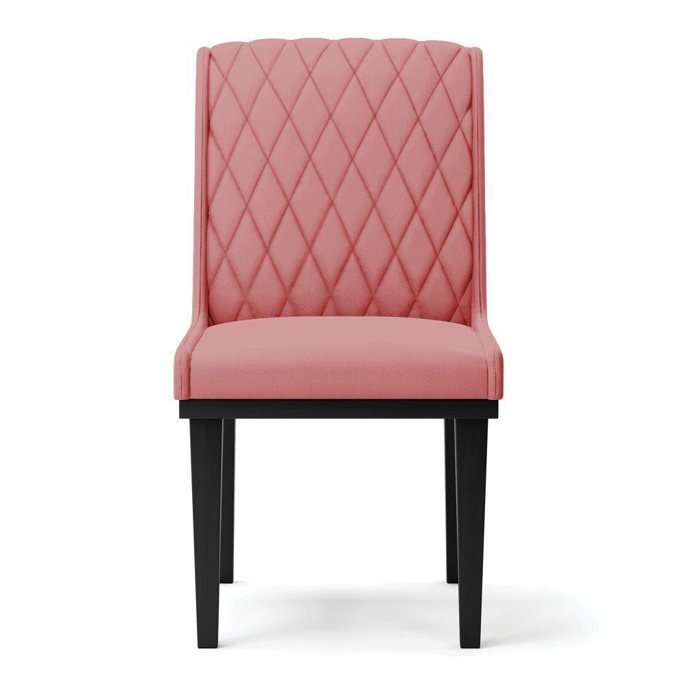 Cadeira Sala De Jantar Base Madeira Preto Kit 6 Sofia Suede D03 - D'rossi Cor Rose - 7