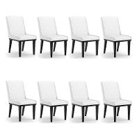 Cadeira Sala De Jantar Base Madeira Preto Kit 8 Sofia Sintético Branco D03 - D'rossi - 1