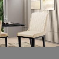 Cadeira Sala De Jantar Base Madeira Preto Kit 8 Sofia Sintético D03 - D'rossi Cor Bege - 5